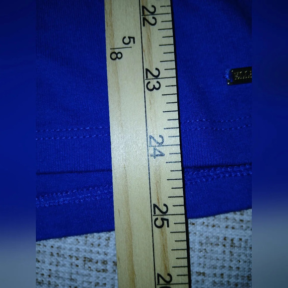 Ellen Tracy 100% Cotton Blue V-neck Cut-outs 3/4 Sleeve Shirt Size Large Casual - Picture 8 of 8